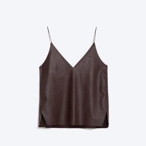 Zara faux leather maroon oxblood tank top M